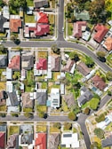 An aerial view of a residential neighborhood with new homes.