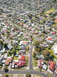 an aerial view of a town