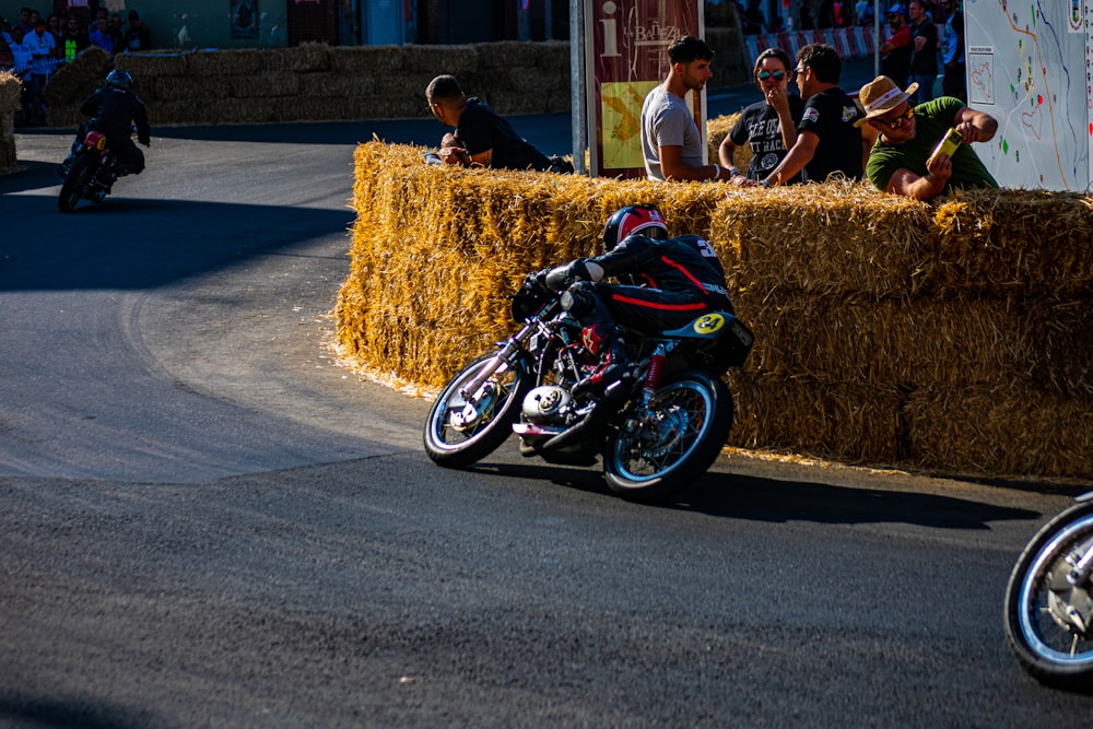 a motorcycle with hay on it