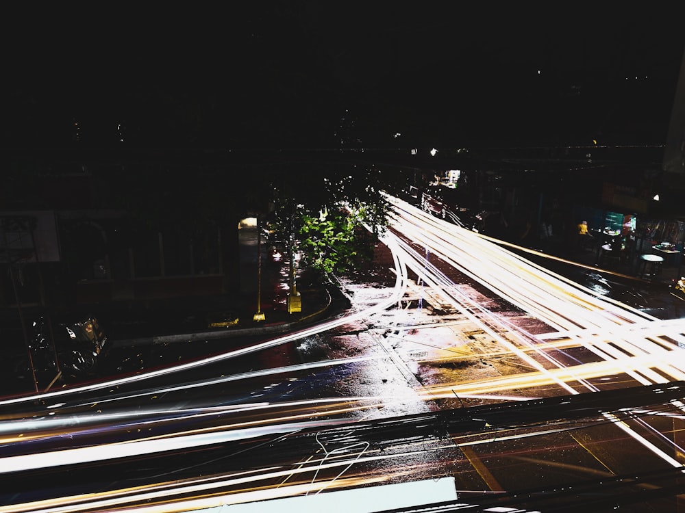 a street with lights on it