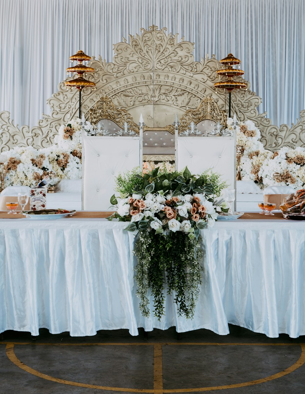 a table with flowers on it