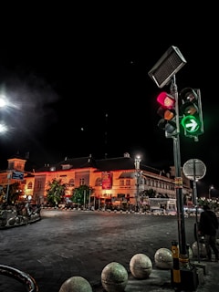 a traffic light on the street