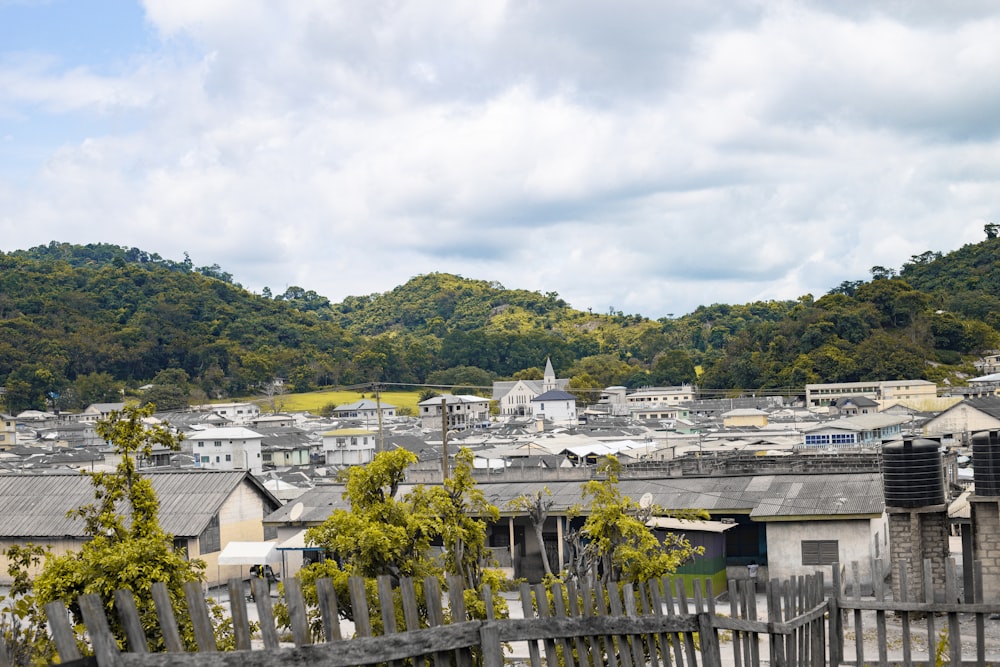 a town with hills in the background