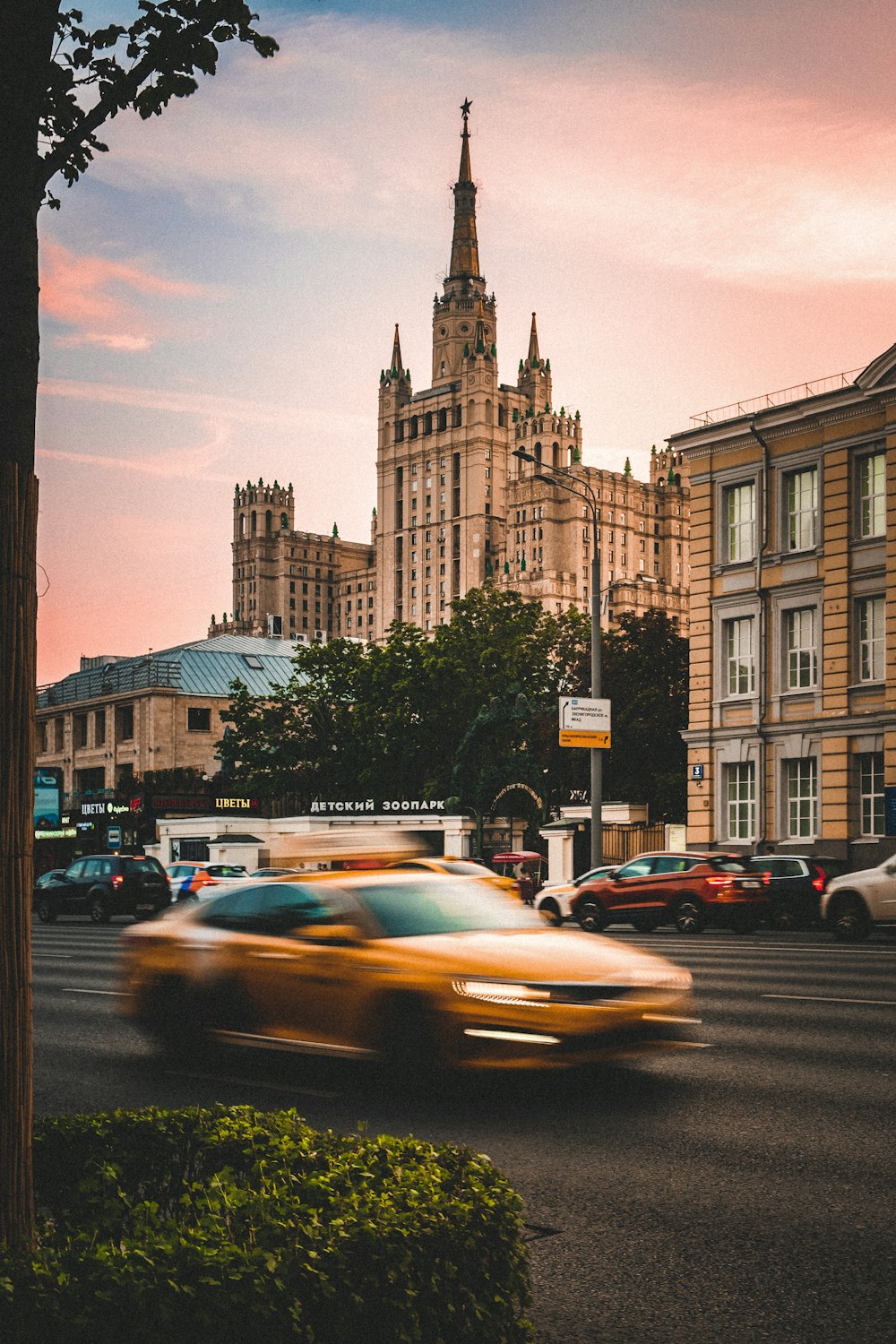 a yellow taxi on a street