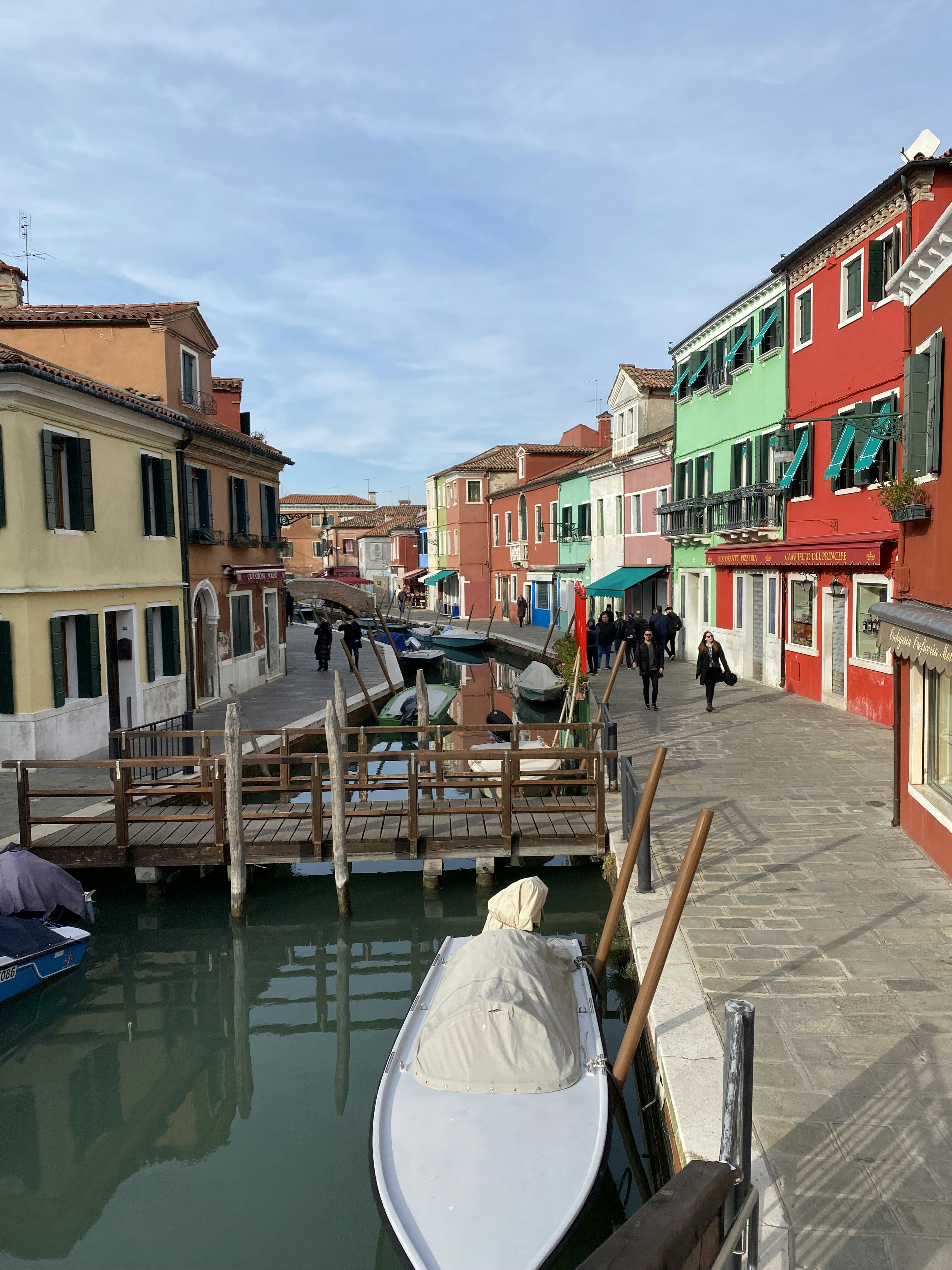 a boat docked in a canal