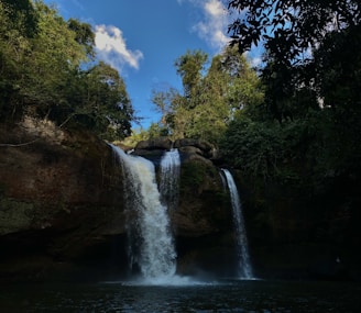 a waterfall in a forest