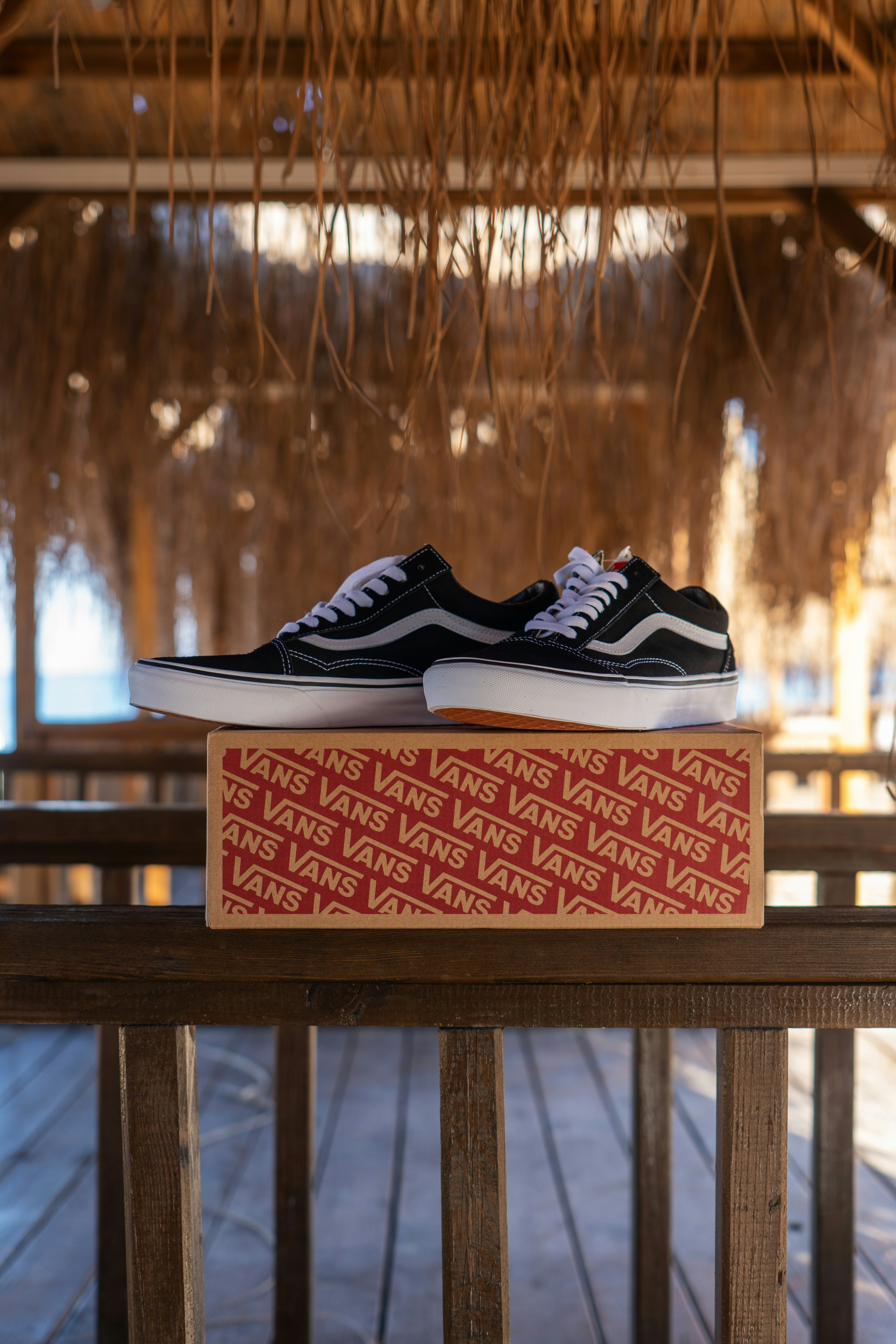 a pair of shoes on a sign