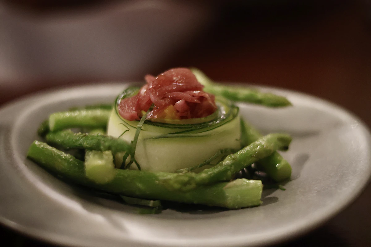 Asparagus and cucumber healthy plate