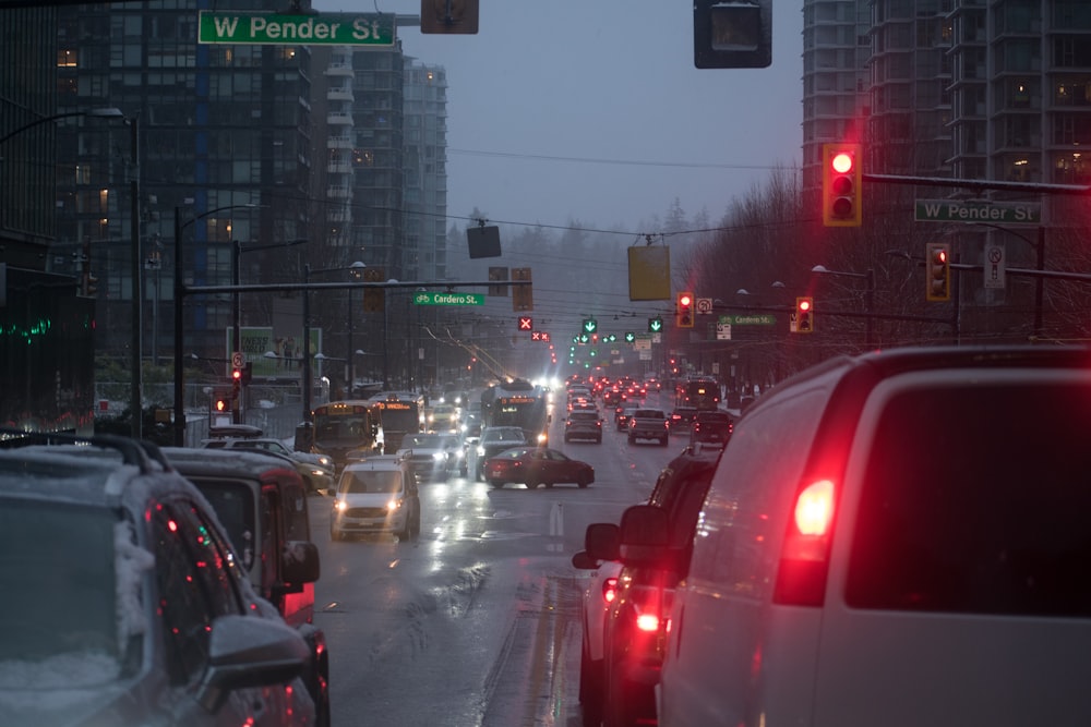 traffic lights on a busy street