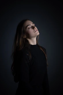 a woman with long hair