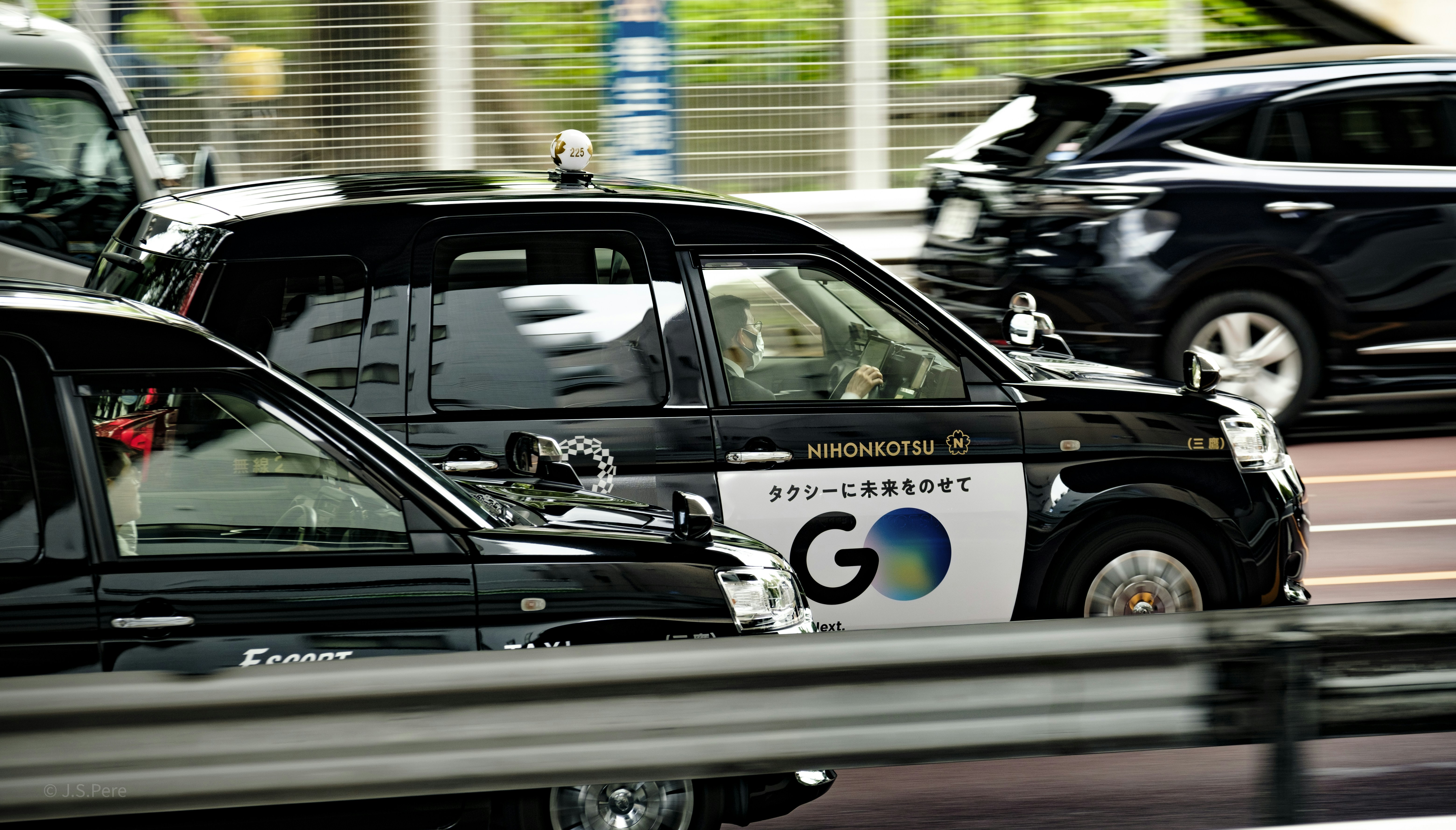 a police car driving