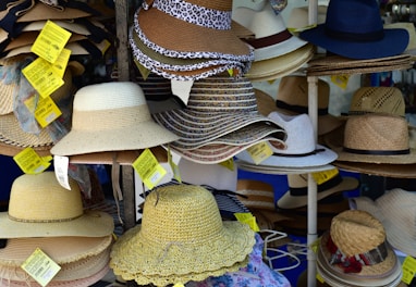 a variety of hats for sale