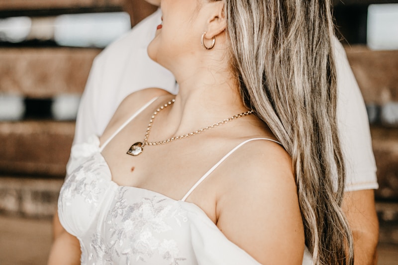 Graceful woman in white dress