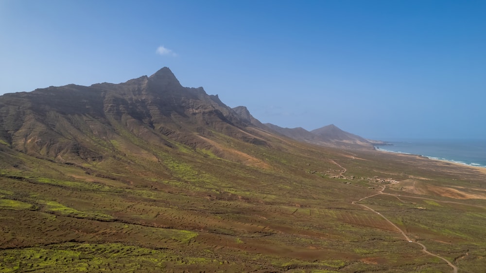 a mountain with a road on it