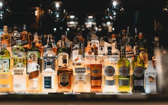 a group of bottles on a shelf