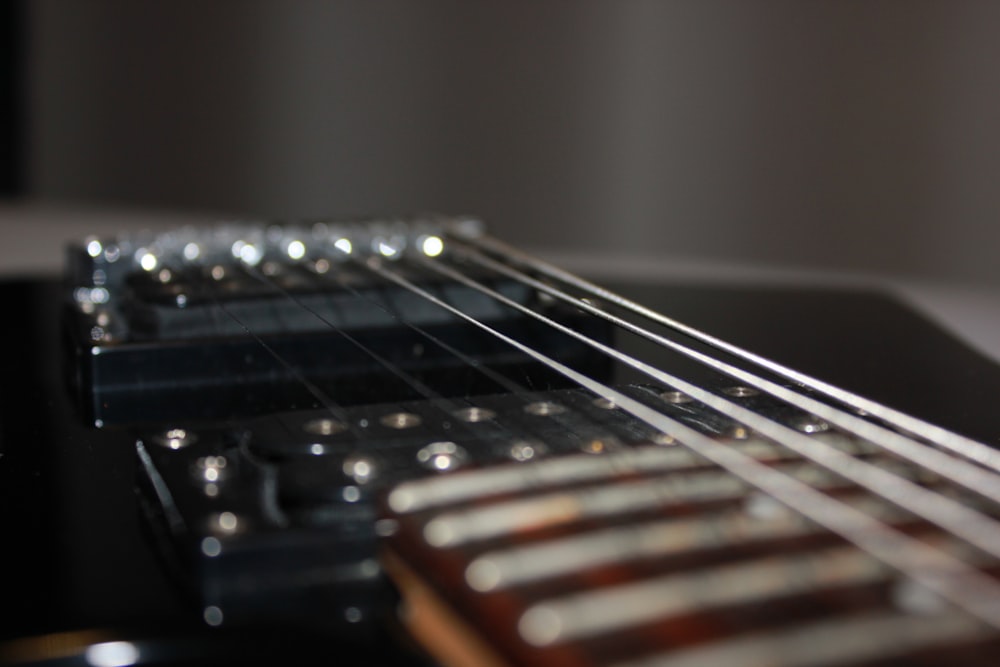 a close up of a guitar