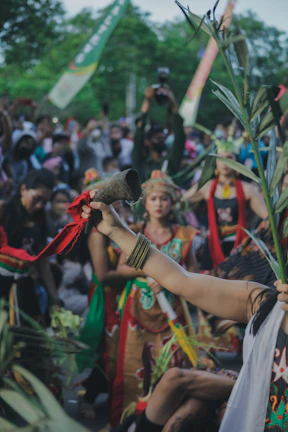 An inspiring image of a traditional cow protection ceremony with community members participating.