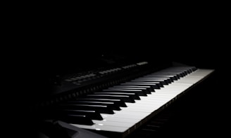 a piano keyboard with a black background
