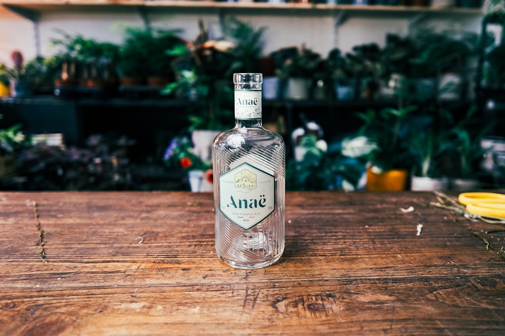 a bottle of water on a table