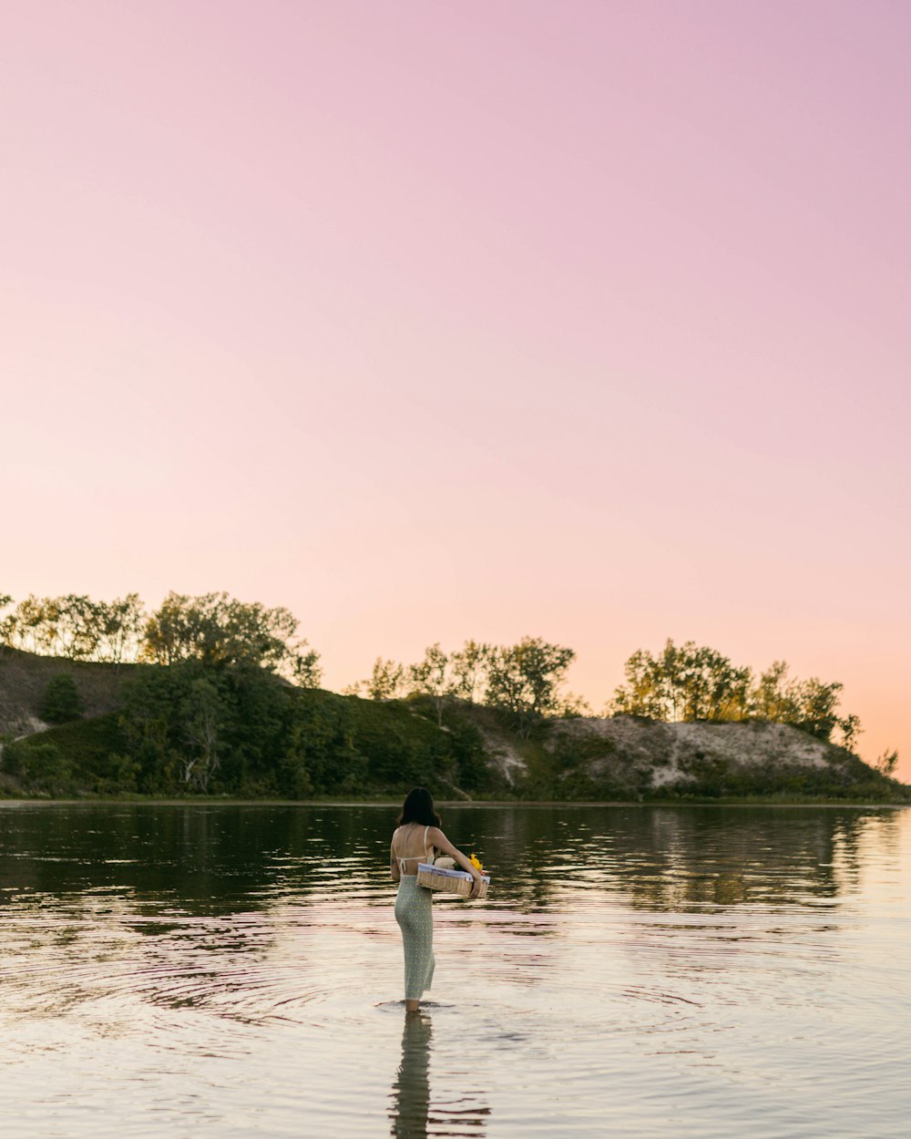 a man standing in water