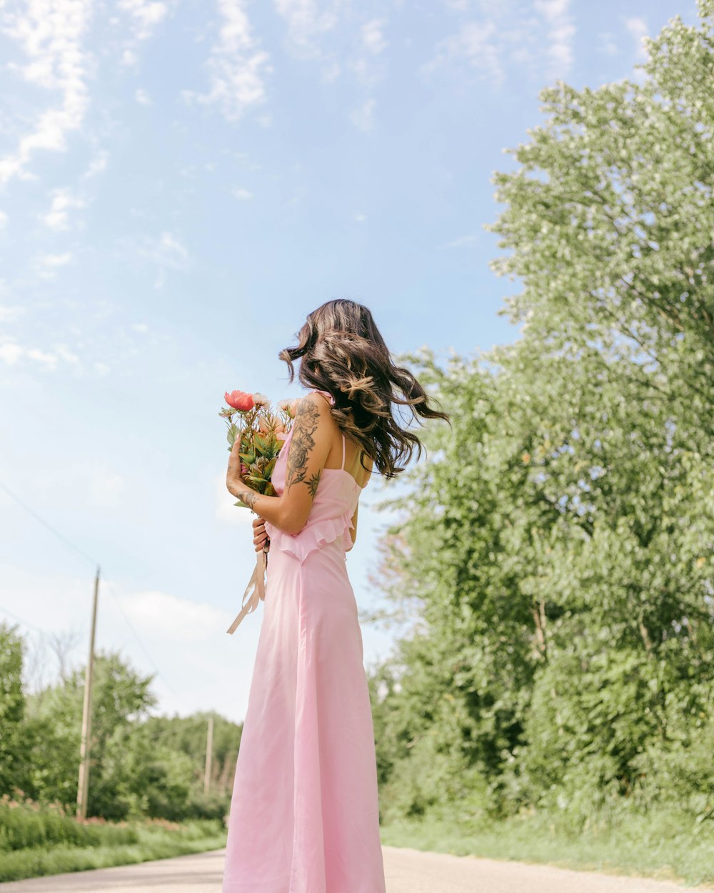 a person in a pink dress