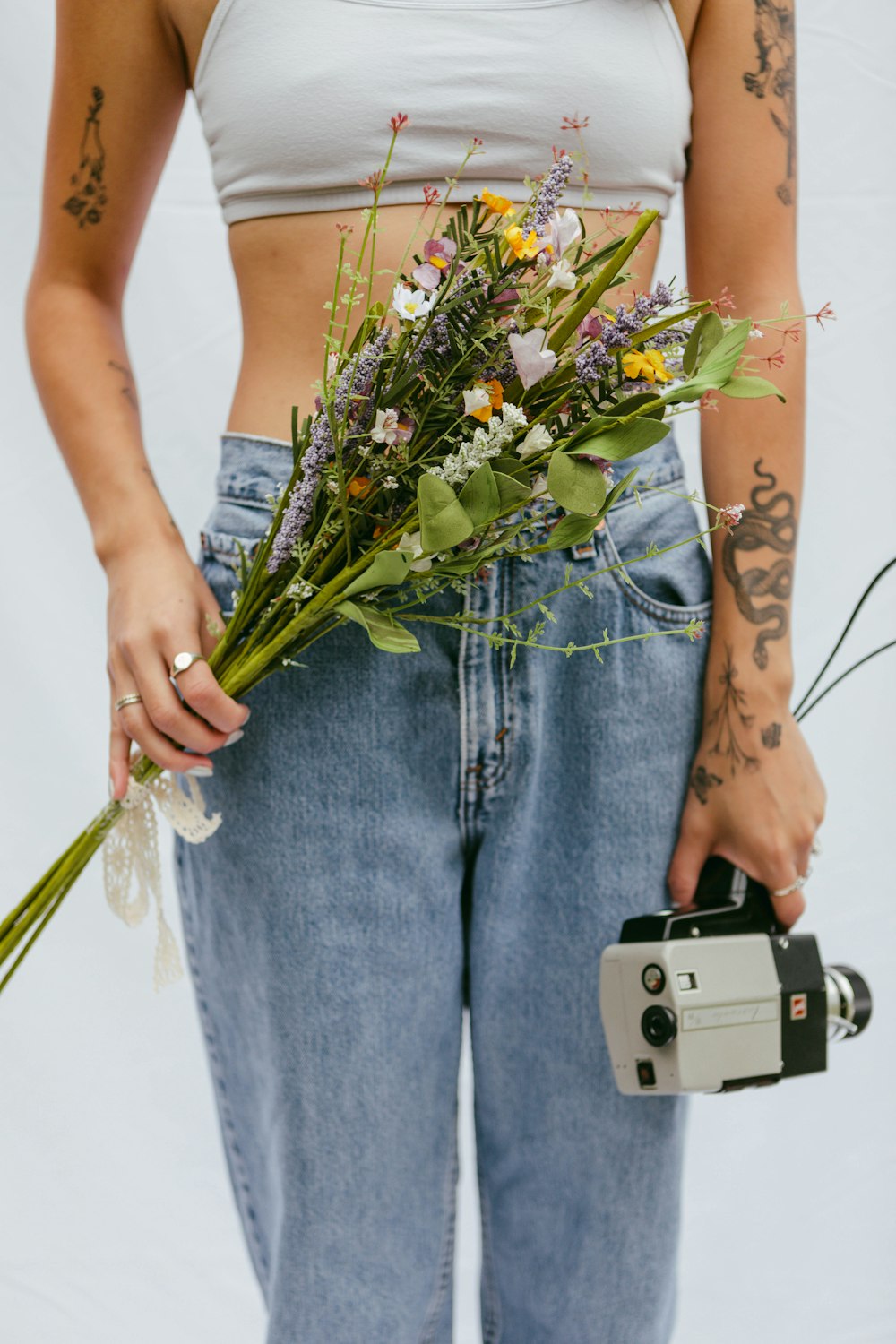 a woman holding a camera