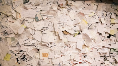 a large pile of paper