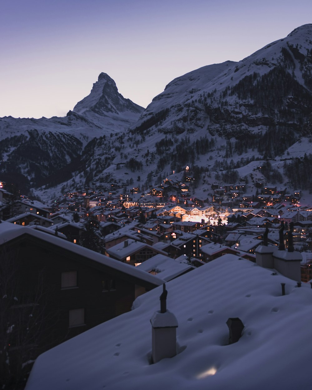 a town in the snow