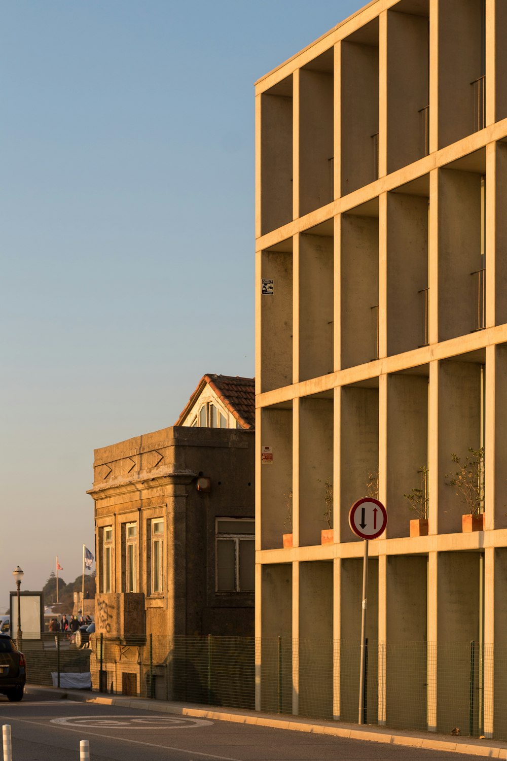 a building with a sign on the side