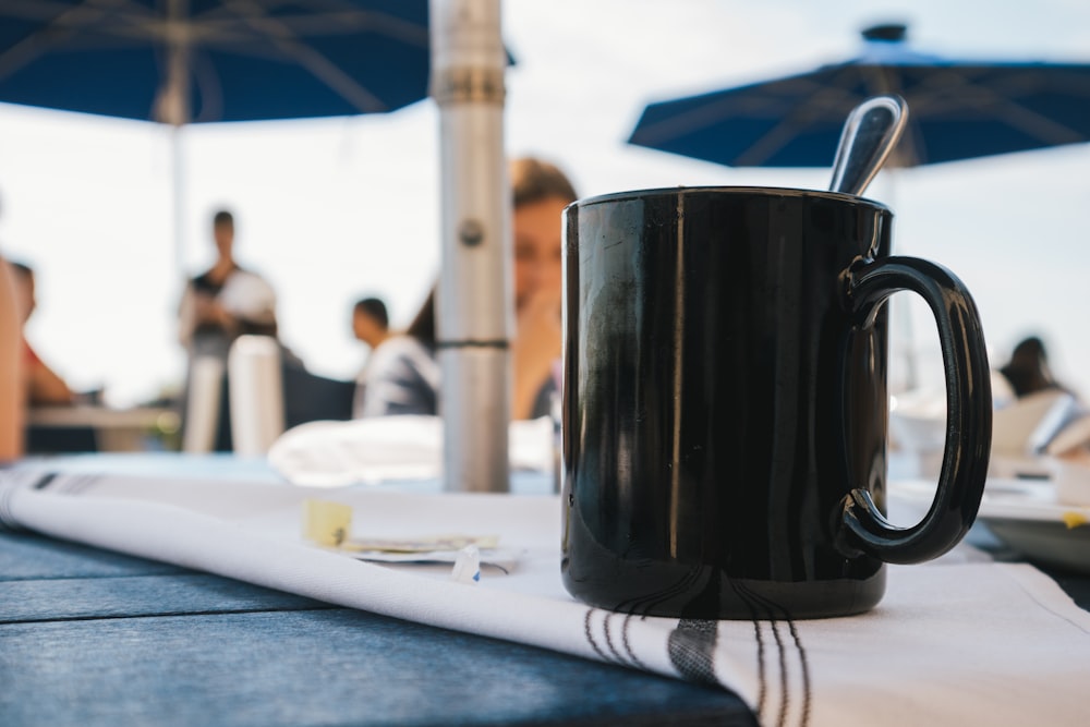a coffee mug on a table