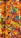 A vibrant assortment of colorful candy pieces, including star-shaped and crescent-shaped forms. The left side features multicolored star candies, while the right side contains a mix of rainbow-colored crescent candies, creating a visually striking pattern.