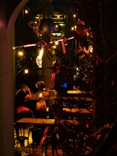 A cozy setting for a friendly gathering with warm lighting.