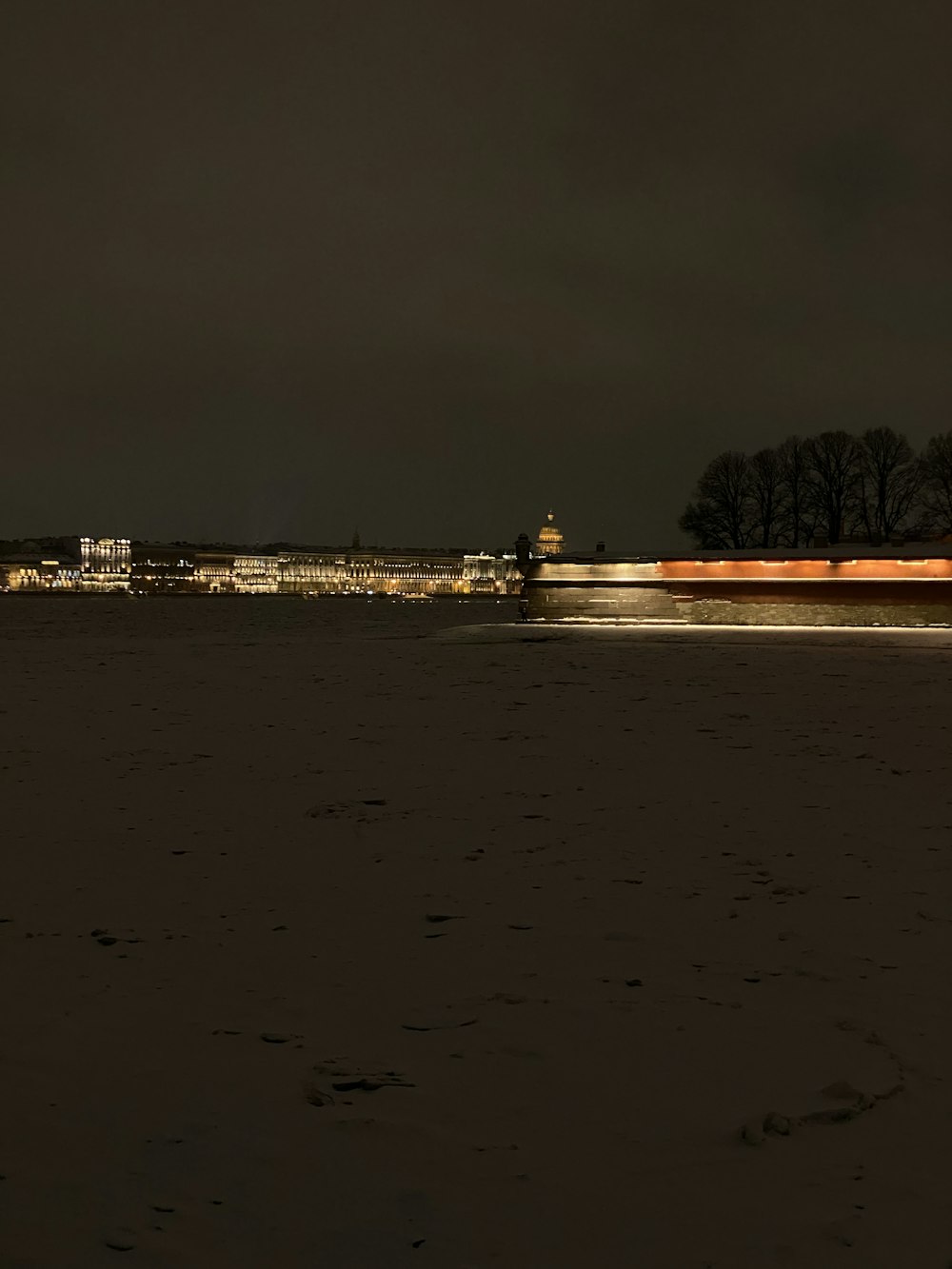 a beach at night