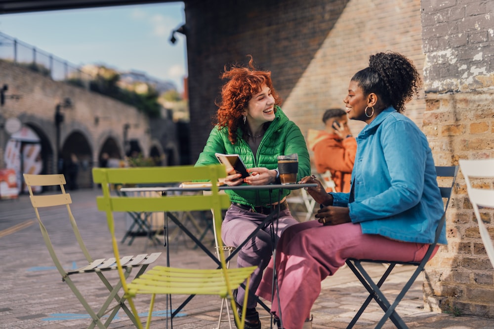 a few women sitting at a table