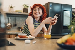 a woman sitting at a table