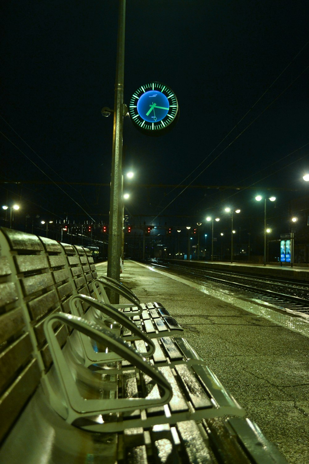 a clock on a pole