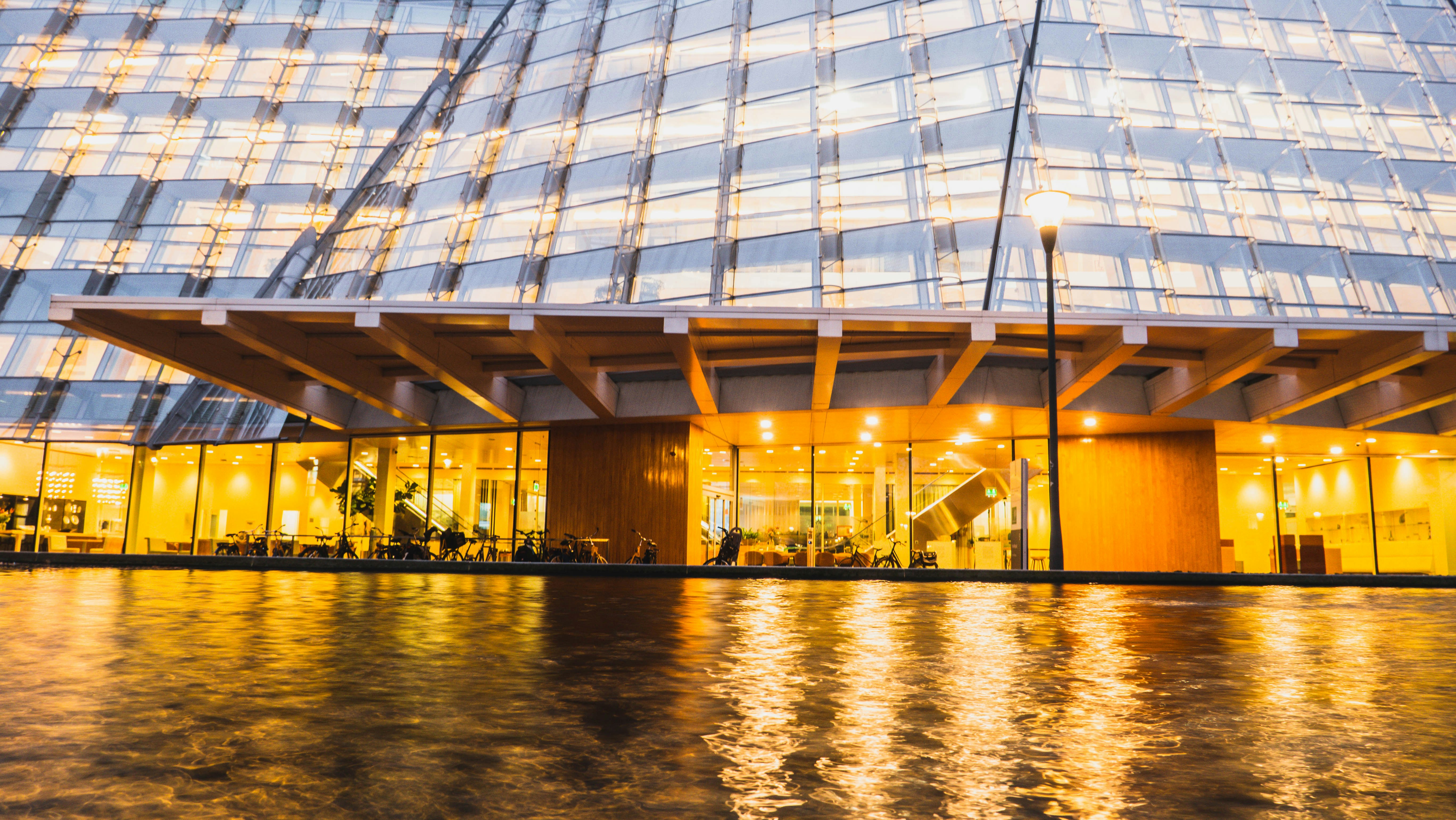 a building with a large glass roof
