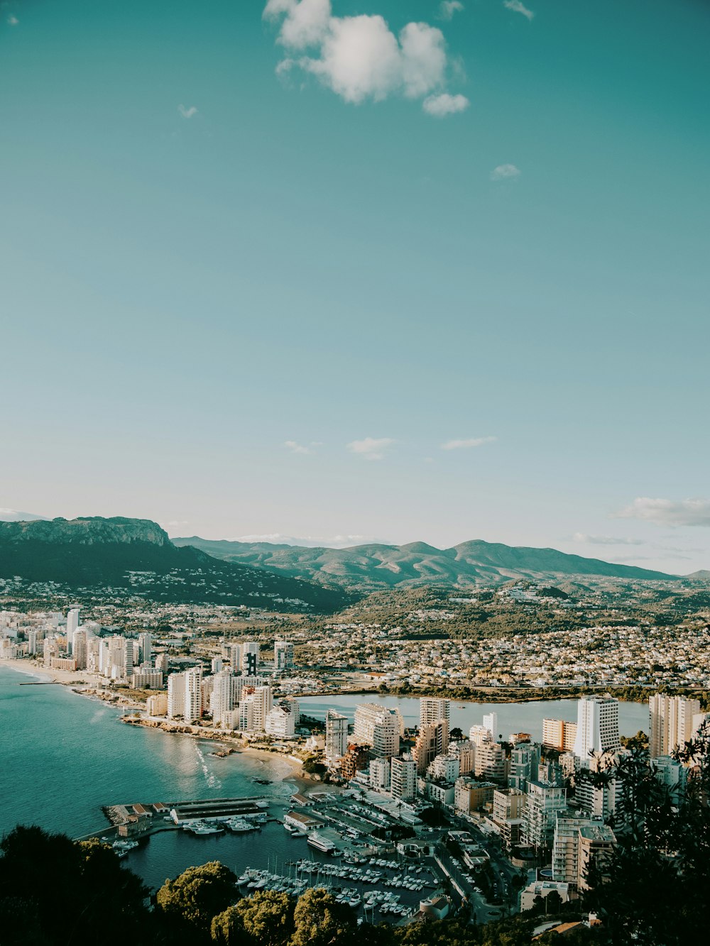 a city next to a body of water