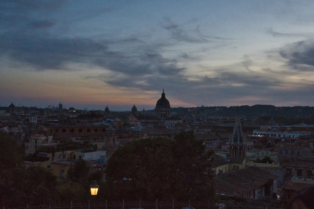 a city with a domed building