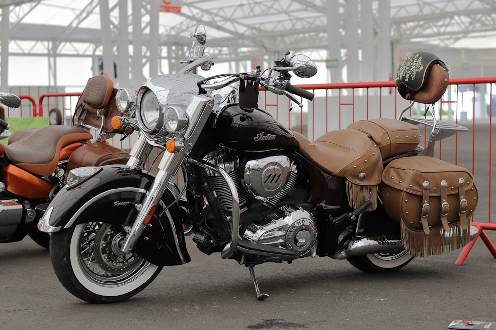 a motorcycle parked in a building