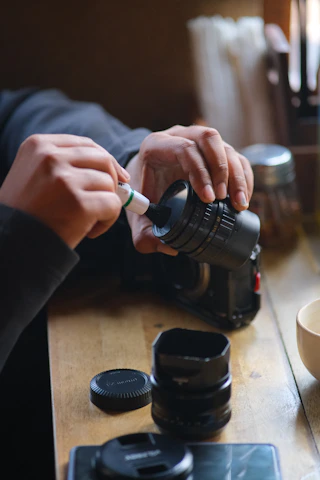 a person holding a camera