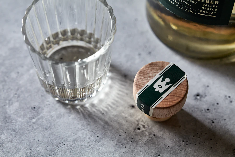 Mezcal copita pour, low light