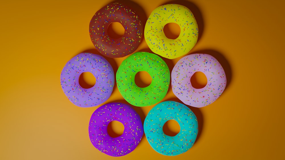 um grupo de donuts