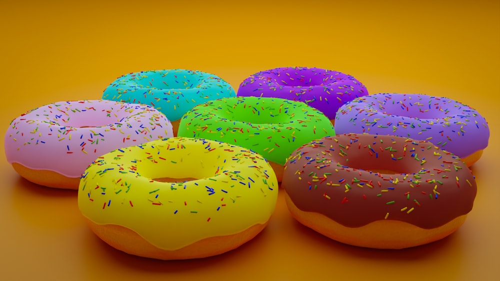a group of colorful donuts