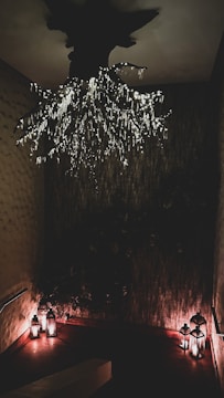 A beautifully lit room featuring unique lighting designs.