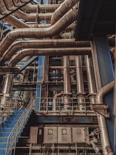 a large factory with many pipes