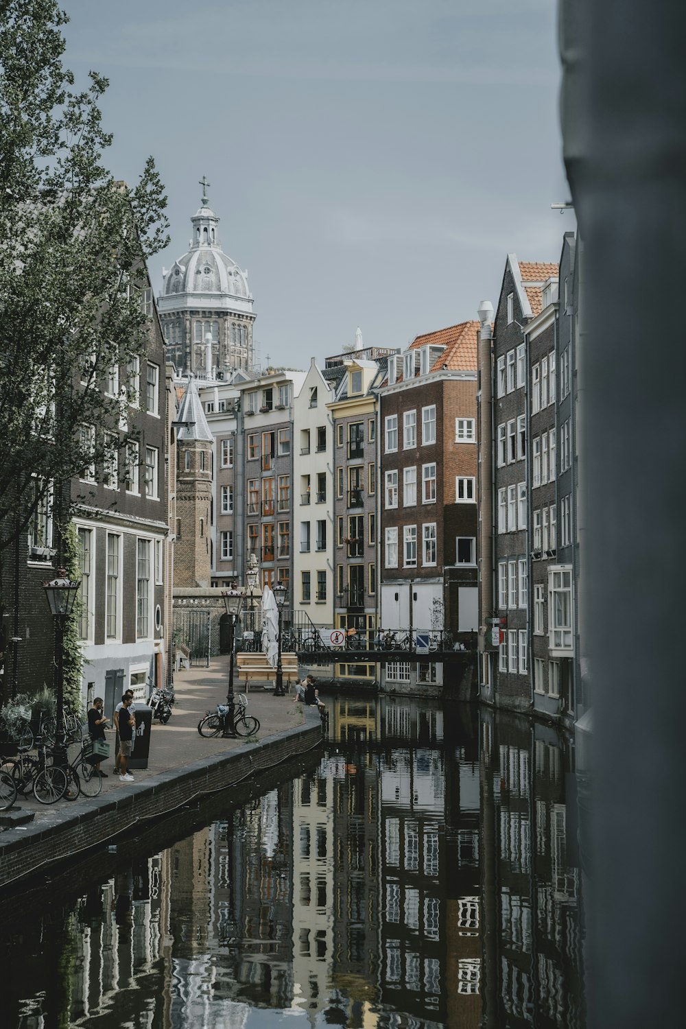 a canal between buildings