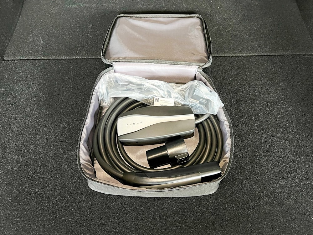 a silver and black bag