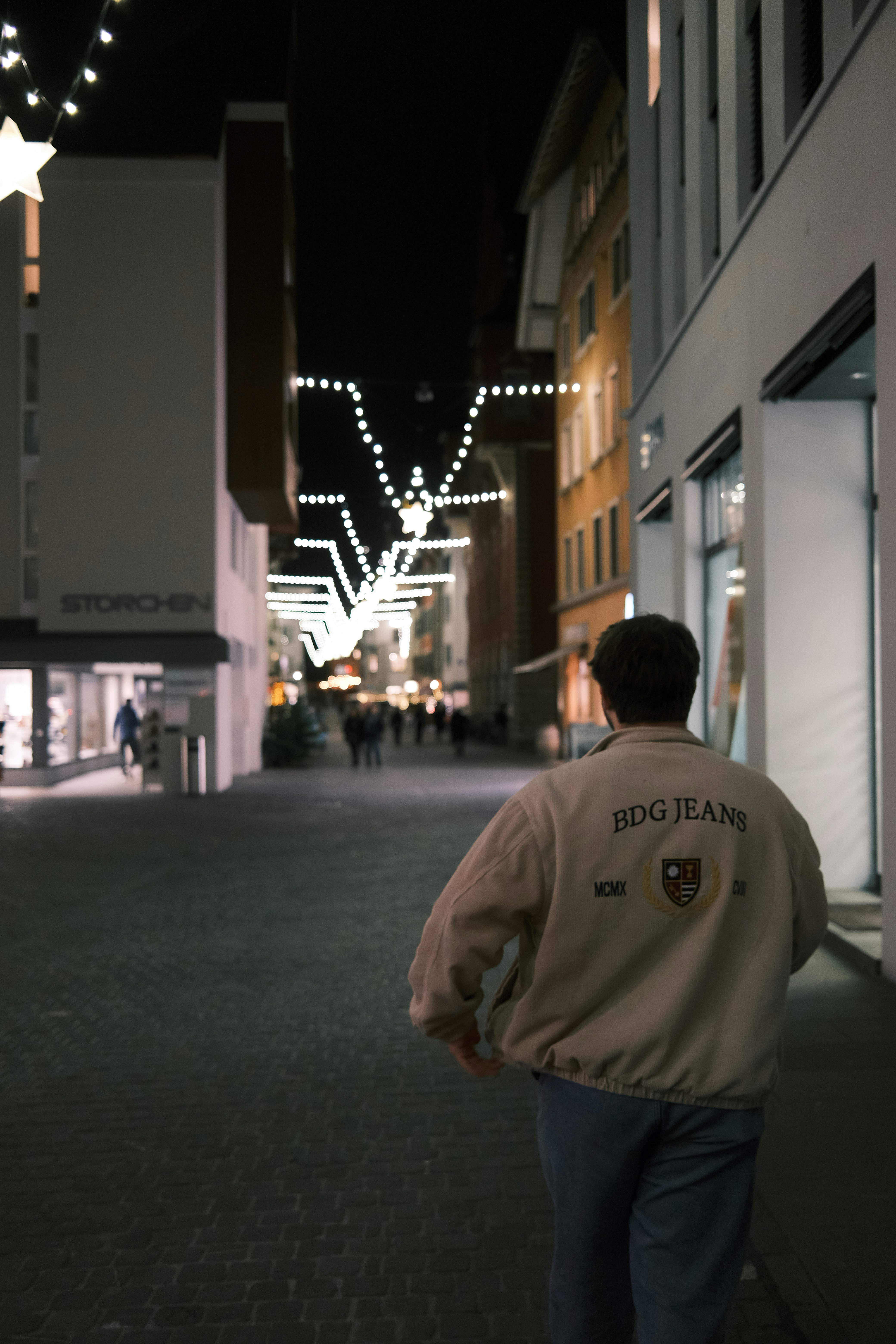 a man walking down a street