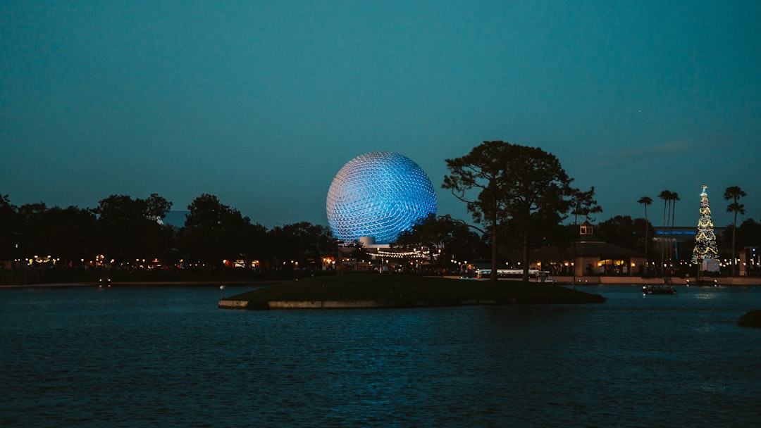 a ferris wheel by the water,